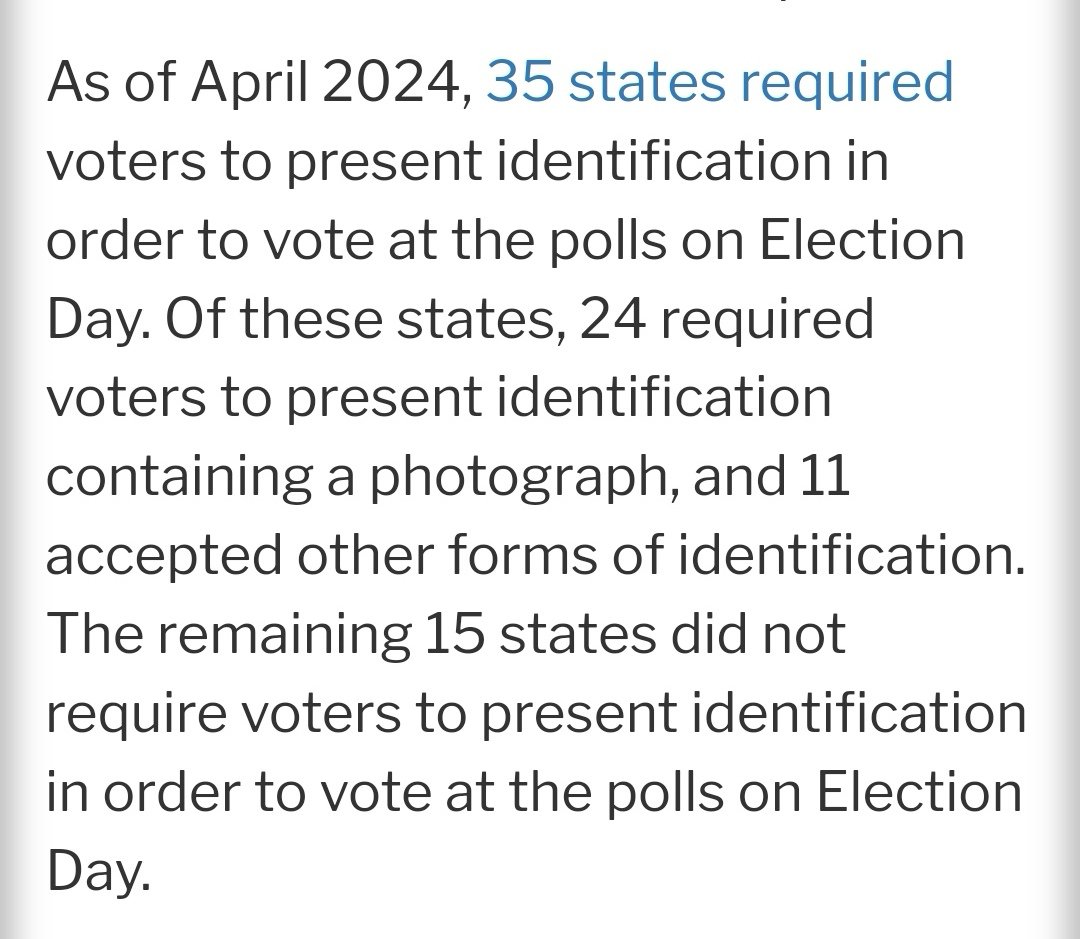 U 15 država, u SAD, vam ne treba identifikacija za glasanje. SAD je članica OEBS-a i drži predavanja o izborima nama "divljosima" na Balkanu. Ne da nemaju skenere, kamere...već 15 država ne traži nikakvu ID. (S)elektori i lučonoše demokratije, SAD.