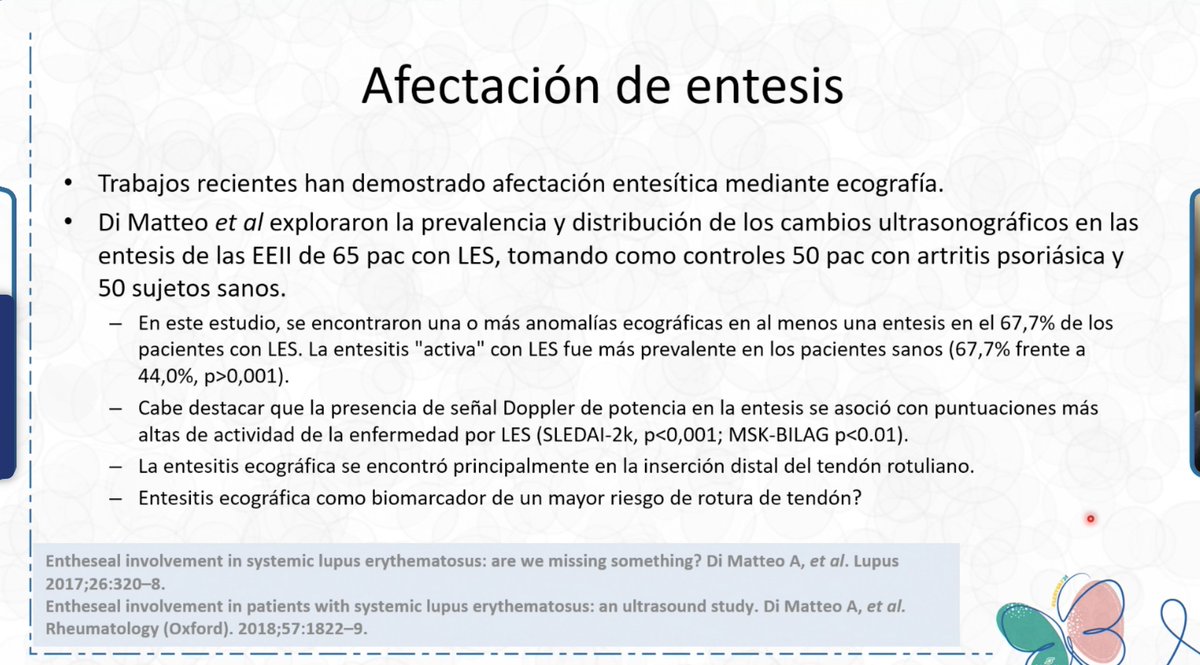 #LESYSAF24 <a href="/SEReumatologia/">Soc.Esp.Reumatología</a> <a href="/reumalorca5/">Reumalorca</a> 
Segunda jornada!!
Imagen en LES. Dr. Narváez 🧶
- Proyección oblicua necesaria en Rx si Jaccoud
- La eco siempre es útil en valoración musculoesq
- Atentos a la enfermedad tendinosa!!
- Y la enteséis? se puede afectar
- RMN en miosotisis