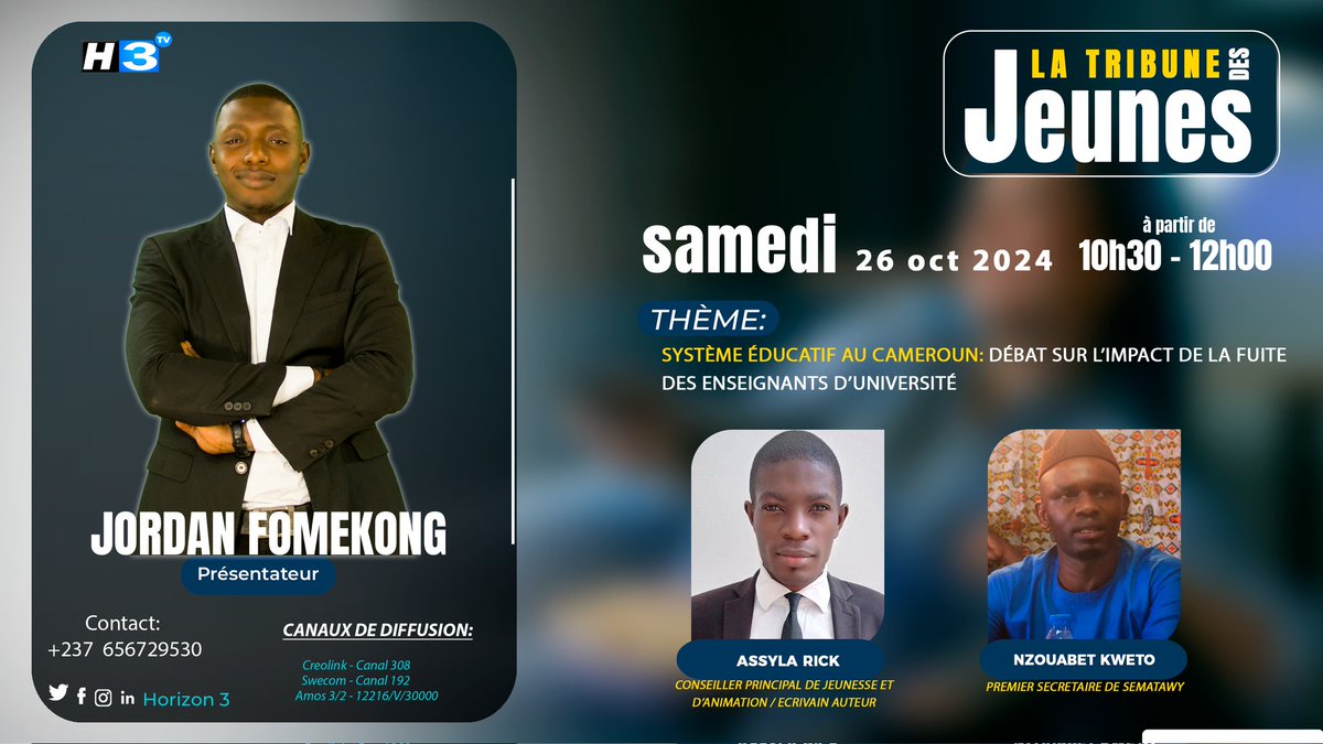 JFameu's tweet photo. LA TRIBUNE DES JEUNES 🎙️

HORIZON 3 📺 TÉLÉVISION https://t.co/CvjRQvWBJ4