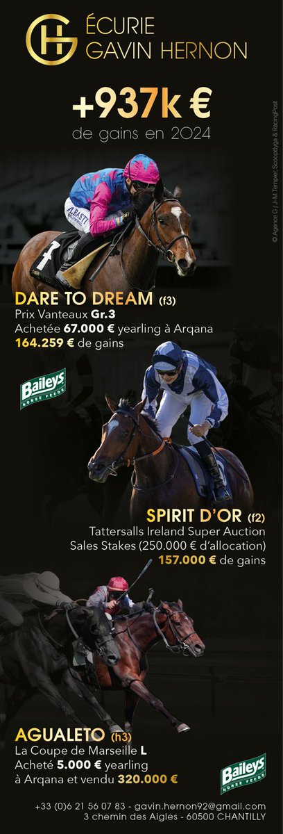 WHAT A YEAR!!
 We are proven in sourcing quality racehorses, winning quality prize money and providing quality racedays. There has never been a better time to join Ecurie Gavin Hernon. With projects to suit all  owners, it is THE PERFECT TIME get in touch before they’re all gone.