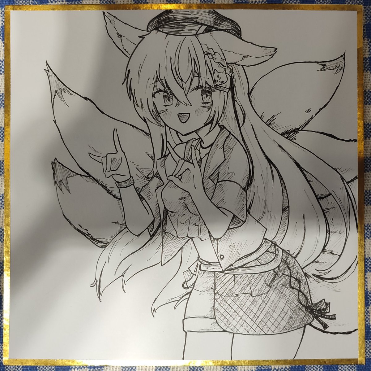 DDplayer886's tweet image. 感謝，繪師，Honni 
接受本人委托，繪畫 #稲荷ゆりあ 
今天在 #PR08 見到有一檔色紙不錯哦，所以找到了他繪畫小狐狸，小狐狸畫得非常有活力，感謝繪師。
繪師Twitter:@Catodd_k 
#yuriaart @yuria_inari