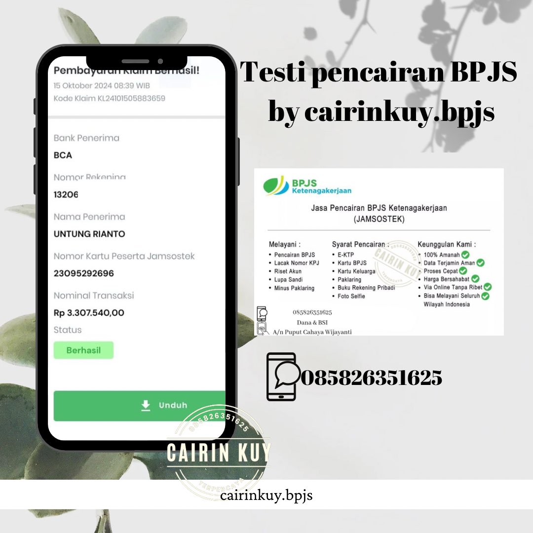 puyyyyyyyyyenk's tweet image. Jasa pencairan JHT BPJS Ketenagakerjaan ✨
#bpjs #bpjsketenagakerjaan #klaimjhtbpjs #klaimbpjsketenagakerjaan