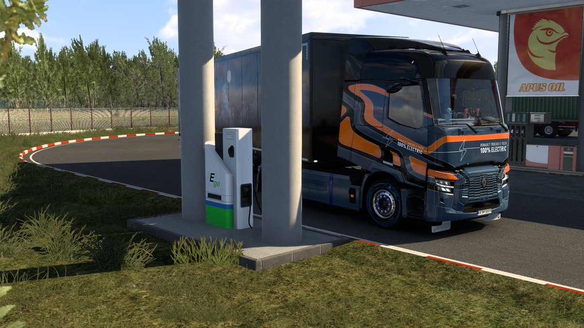 <a href="/SCSsoftware/">SCS Software</a> 
<a href="/Fastned/">Fastned</a> 
<a href="/MilenceEU/">Milence</a> 
<a href="/IonityChargers/">Ionity Chargers</a> 
<a href="/EON_SE_en/">E.ON Group</a> 

Found the first charging station in ETS2 which can be used by a truck!
Who build the next one?

Are you still refueling?