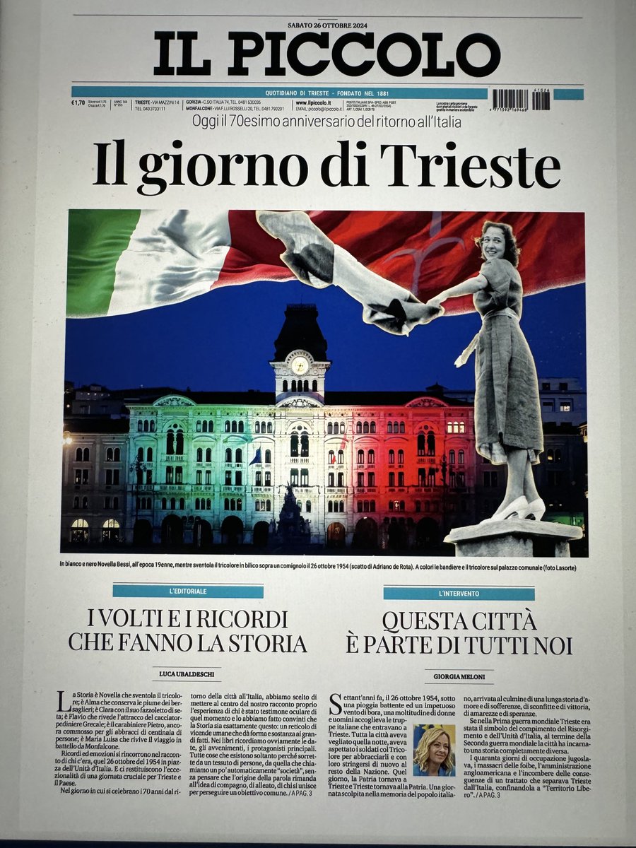 Luca Ubaldeschi (@lucaubaldeschi) on Twitter photo La sovracopertina <a href="/il_piccolo/">Il Piccolo</a> di oggi per i #70anni del ritorno di Trieste all’Italia <a href="/GiorgiaMeloni/">Giorgia Meloni</a> <a href="/fbrancoli/">fabrizio brancoli</a> La sovracopertina <a href="/il_piccolo/">Il Piccolo</a> di oggi per i #70anni del ritorno di Trieste all’Italia <a href="/GiorgiaMeloni/">Giorgia Meloni</a> <a href="/fbrancoli/">fabrizio brancoli</a>