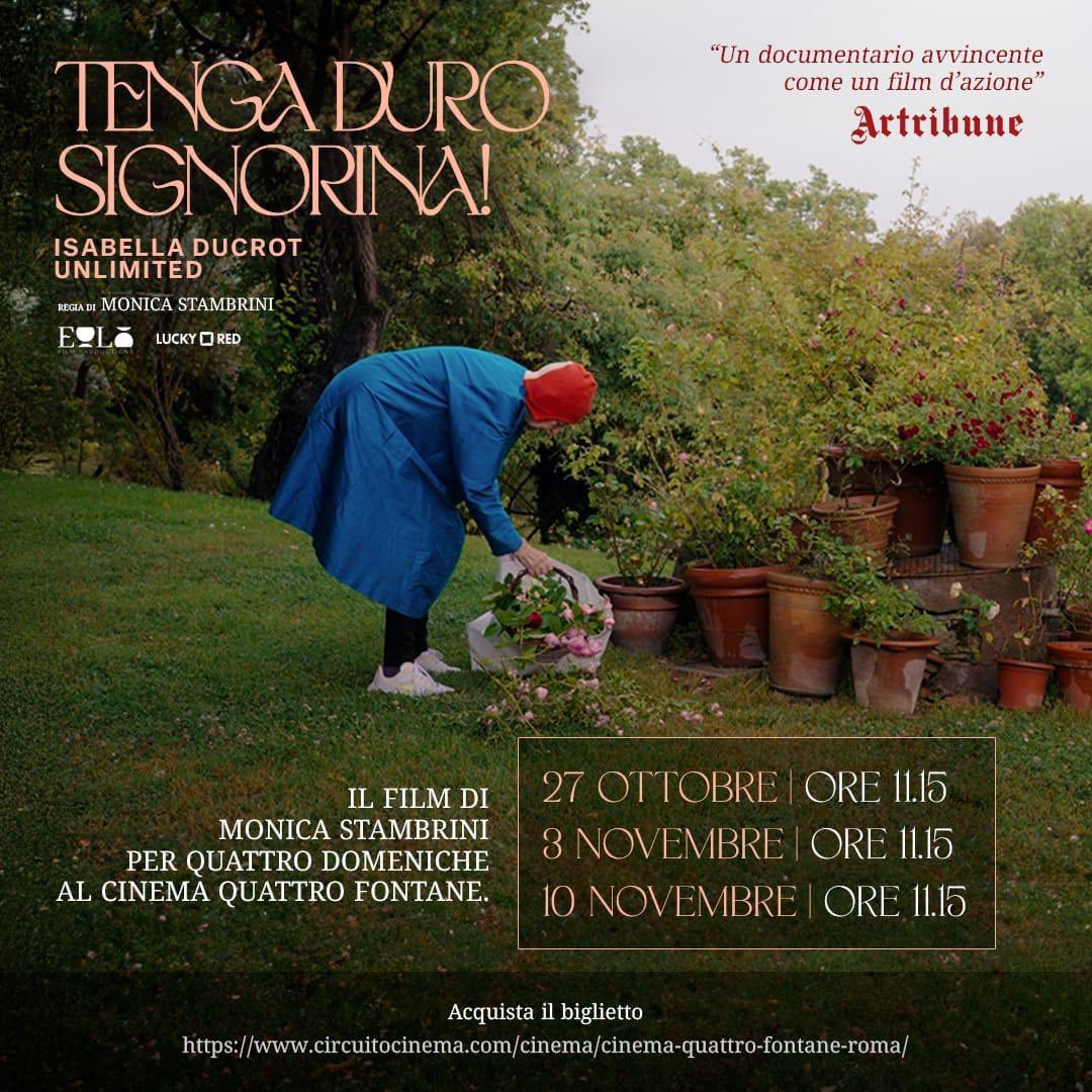MAC_Gallery's tweet photo. Vi segnaliamo questo bellissimo documentario con Isabella Ducrot protagonista e l’ottima regia di Monica Stambrini. 
Per chi fosse a Roma, sarà possibile vederlo al Cinema Quattro Fontane le prossime tre domeniche alle h11:15. 
#IsabellaDucrot #MonicaStambrini #TengaDuroSignorina https://t.co/J3lPfJz8v3