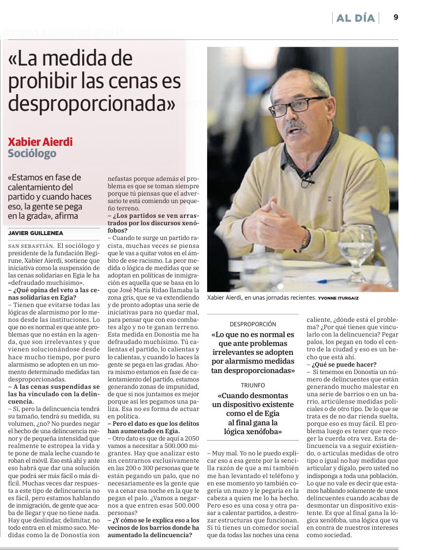Esta entrevista con Xabier Aierdi de ⁦<a href="/BegiruneF/">Begirune Fundazioa</a>⁩ es de lectura obligada para partidos e instituciones.
Hay que evitar que se imponga el marotismo.