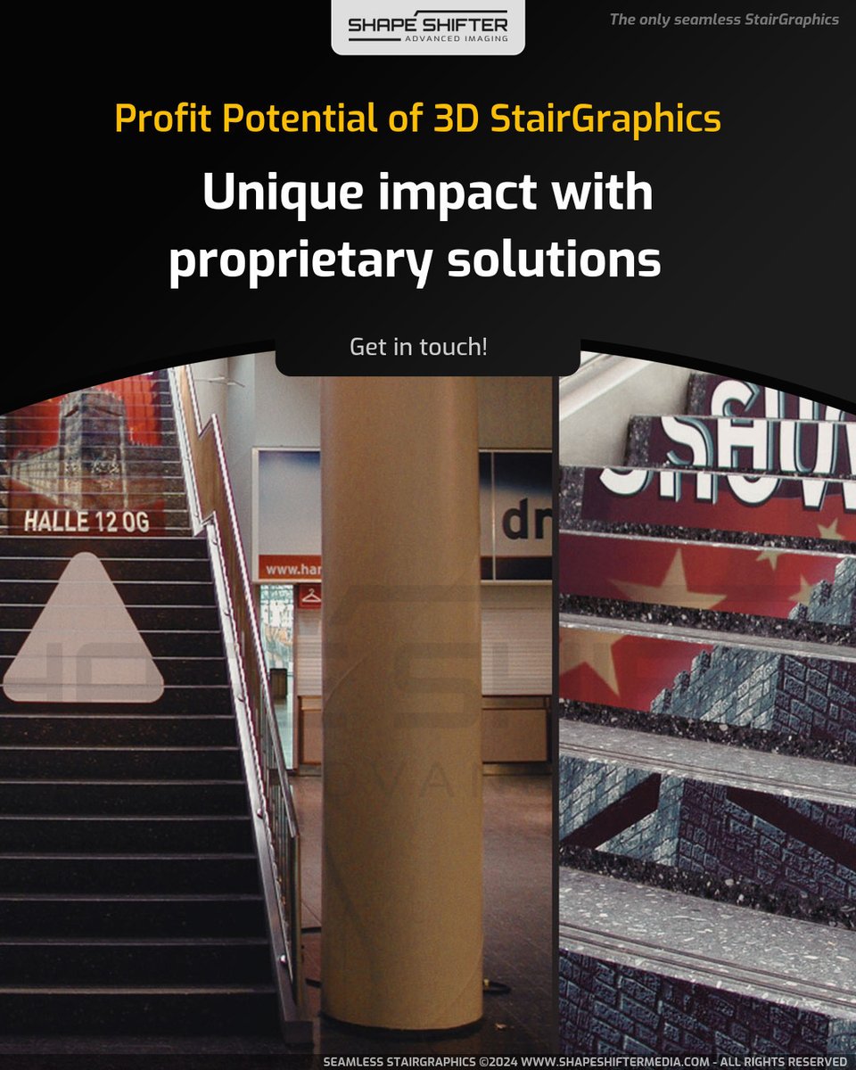 shapeshiftergfx's tweet photo. https://t.co/69Un6mtOcd Profit Potential of 3D StairGraphics Unique impact with proprietary solutions #stairs #art #paintedstairs #stair#art #stairgraphics #graffitiwall #buildingsign #sportsmarketing #spotlight #architecture #stairdesign #vinylgraphics https://t.co/ULWLfPino5