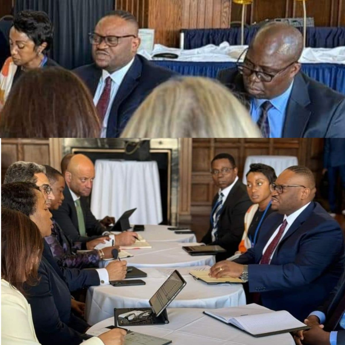 Enjeuxafricains's tweet image. Accompagné d'Alain #Malata, son dircab, le ministre #congolais des Finances, @LikundeR, a rencontré aussi vendredi 25/10 à #Washington les dirigeants d'@afreximbank, pour parler notamment de la garantie bancaire à accorder à la Zone économiq spéciale de la #RDC et de la #Zambie.