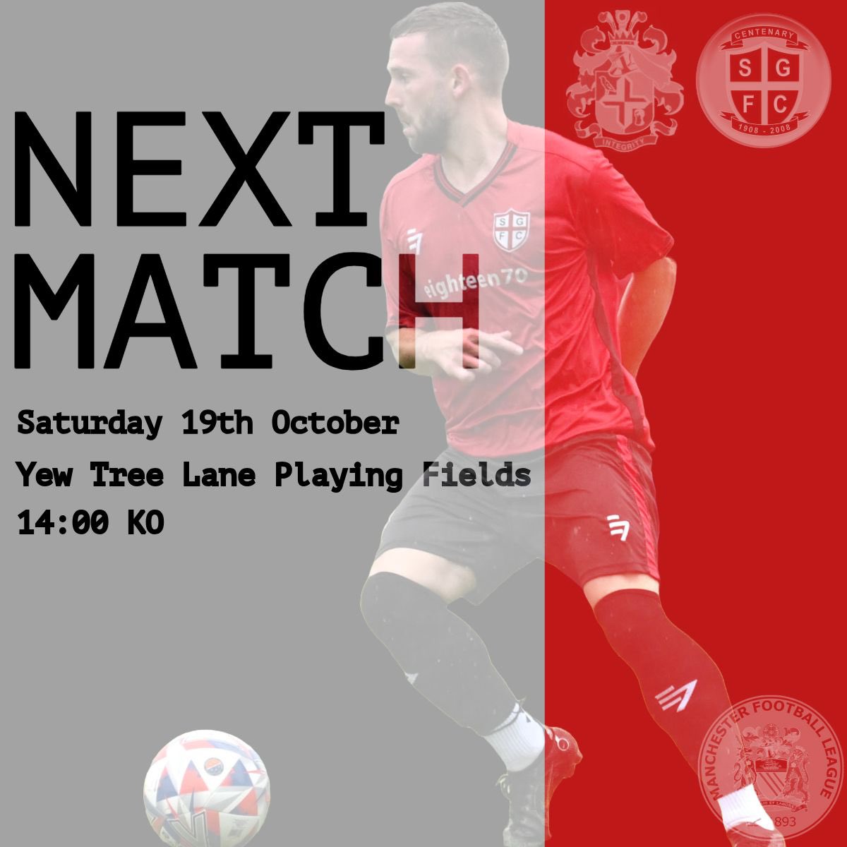 𝗧𝗢𝗗𝗔𝗬!

Away days continue as we head to <a href="/DukiTownYouthFC/">Dukinfield Town & Youth FC</a> for another tough fixture.

🆚<a href="/DukiTownYouthFC/">Dukinfield Town & Youth FC</a>
🏟️Astley Sports Village, Dukinfield, SK16 5BT
⏰14:00
🏆Manchester League Division One