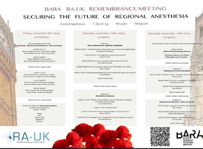 matthias desmet (@matthiasdesmet5) on Twitter photo Only a few places left for the EDRA approved workshop on our <a href="/BelgianBara/">Belgian Association of Regional Anesthesia BARA</a> and <a href="/RegionalAnaesUK/">RA-UK</a> Remembrance Meeting on 8-9 november in Bruges! Be quick or you will regret it! Still spots available for the 9th! <a href="/KVermeylen/">kris vermeylen</a> <a href="/Steve_Coppens/">Steve Coppens</a> <a href="/svanhooreweghe/">Stefan Van Hooreweghe, MD, DRA</a> <a href="/ajrmacfarlane/">Alan Macfarlane</a> Only a few places left for the EDRA approved workshop on our <a href="/BelgianBara/">Belgian Association of Regional Anesthesia BARA</a> and <a href="/RegionalAnaesUK/">RA-UK</a> Remembrance Meeting on 8-9 november in Bruges! Be quick or you will regret it! Still spots available for the 9th! <a href="/KVermeylen/">kris vermeylen</a> <a href="/Steve_Coppens/">Steve Coppens</a> <a href="/svanhooreweghe/">Stefan Van Hooreweghe, MD, DRA</a> <a href="/ajrmacfarlane/">Alan Macfarlane</a>