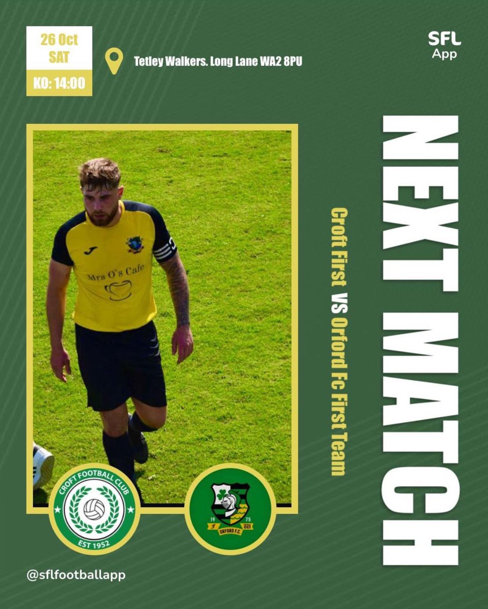 Orford FC Open Age (@fcorford) on Twitter photo 1st team in action today against <a href="/CroftFC1/">Croft FC</a> at tetley walkers 2om kick off. <a href="/ianwhite_2020/">Ian White</a> <a href="/KarlMorgy04/">Karl Morgan</a> <a href="/kyrenwood313/">Kyren Wood</a> <a href="/Warringtonfoot/">The Warrington Football Hub</a> <a href="/RossGallagher27/">Ross Gallagher</a> <a href="/LewisR0SSI152/">Lewis Rossi</a> 1st team in action today against <a href="/CroftFC1/">Croft FC</a> at tetley walkers 2om kick off. <a href="/ianwhite_2020/">Ian White</a> <a href="/KarlMorgy04/">Karl Morgan</a> <a href="/kyrenwood313/">Kyren Wood</a> <a href="/Warringtonfoot/">The Warrington Football Hub</a> <a href="/RossGallagher27/">Ross Gallagher</a> <a href="/LewisR0SSI152/">Lewis Rossi</a>