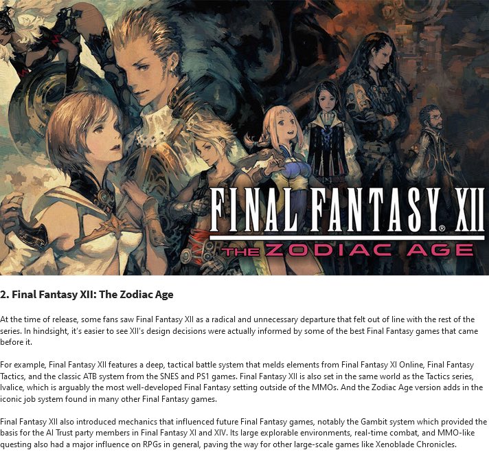 Pirat_Nation's tweet image. Gamespot names FF12 the second best game in the series: #1 was FFVI