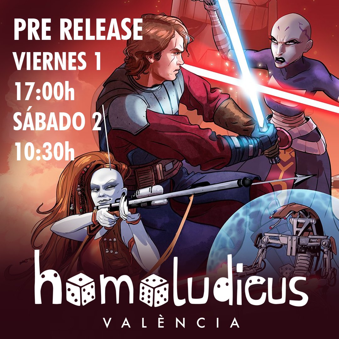 💥 TORNEO PRESENTACIÓN UNLIMITED 💥

Dos ocasiones para descubrir la nueva colección El ocaso de la República con un pack de presentación y torneo draft.

VIERNES 1 - 17:00h 🔜 juegamestore.es/Star-Wars-torn…

SÁBADO 2 - 10:30 🔜 juegamestore.es/Star-Wars-torn…

#starwarsunlimited <a href="/Asmodee_es/">asmodee</a>