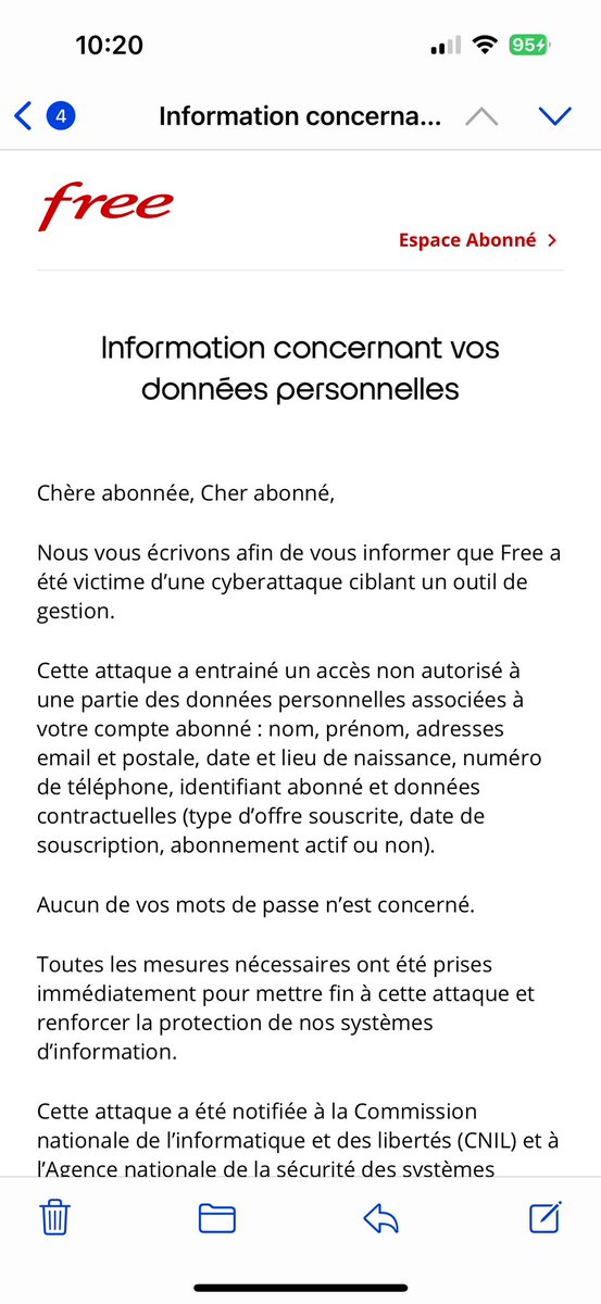 Aucun mot de passe n’est concerné… mais HEUREUSEMENT! Vous êtes sérieux <a href="/freemobile/">Assistance FreeMobile</a> !? En fait vous venez de donner toute la vie de vos abonnés faute de compétences nécessaires pour les sécuriser 😡
Déjà avec le spoofing c’est compliqué mais là on fait quoi en cas d’usurpation!?