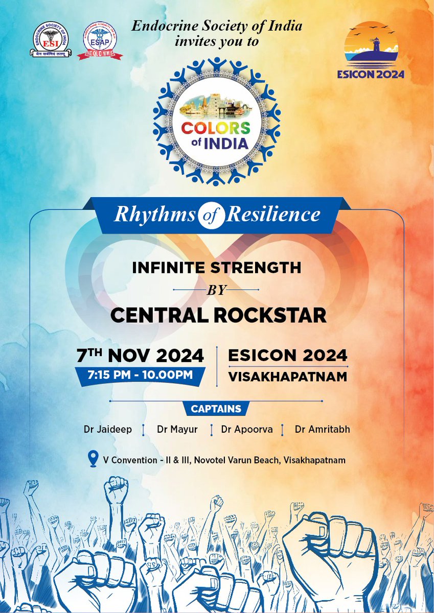 drjaideepkhare's tweet photo. Central Rockstar team invites you to Rhythms of Resilience Colours of India Evening @ ESICON2024 Vizag https://t.co/E1eRpHYE2g