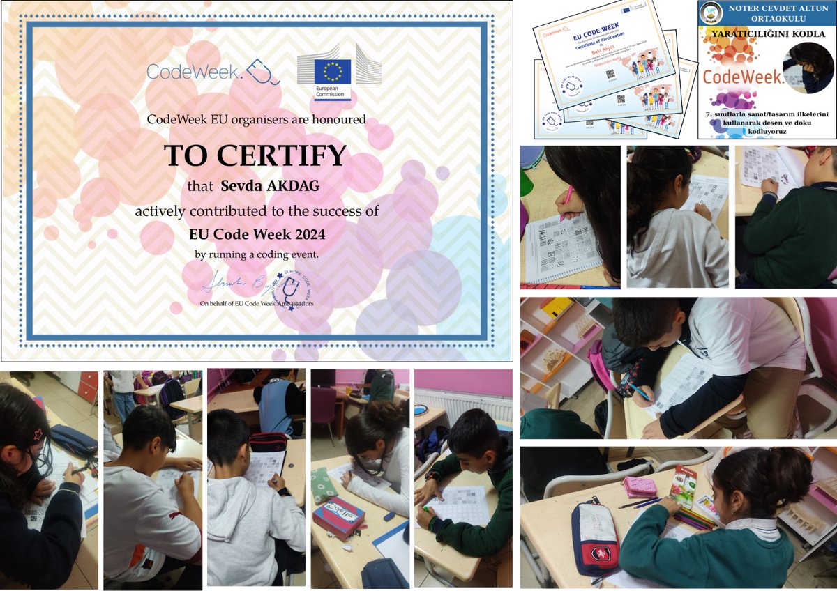 Notercevdetalt1's tweet image. CodeWeek Etkinlikleri kapsamında Teknoloji ve Tasarım dersi öğretmenimiz Sevda Akdağ rehberliğinde kodlama çalışmaları yaptık.Sertifika alan öğretmen ve öğrencilerimizi tebrik ediyoruz.
@mardinilmem @ali_eyyupkoca
@artukluilcemem @mehmeteminduya1
@nigarkocer47
#CodeWeek2024