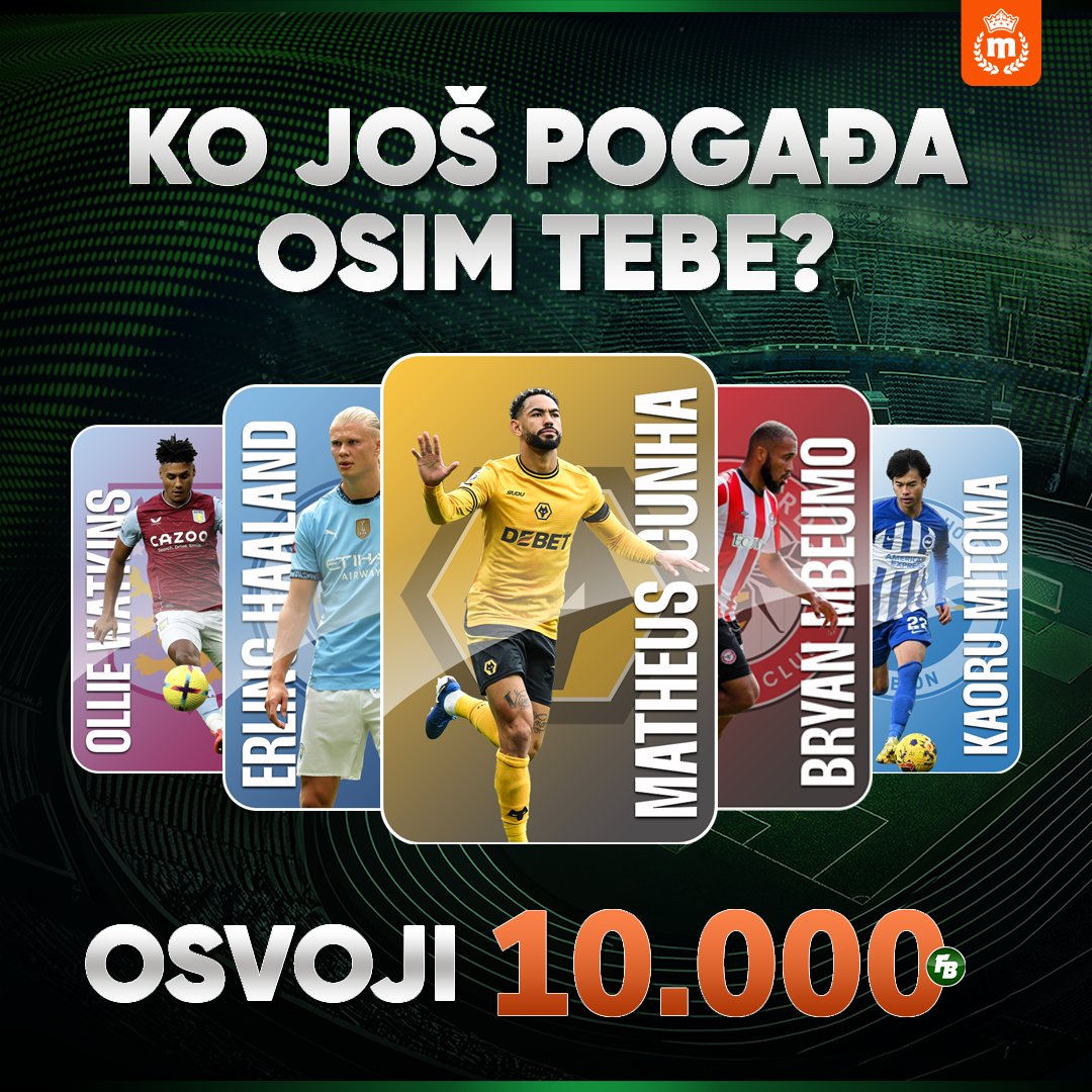 MaxBetSrbija's tweet photo. Osvoji 10.000 Freebeta! 💰

Potrebno je da:

• Pratiš @MaxBetSrbija

• Retvituješ objavu uz quote
• Pogodiš koji igrač prvi daje gol na utakmicama Premijer lige u terminu od 16h u subotu
• Najsrećniji osvaja sve!

Srećno svima! 🍀 https://t.co/2ebe1QCGvt