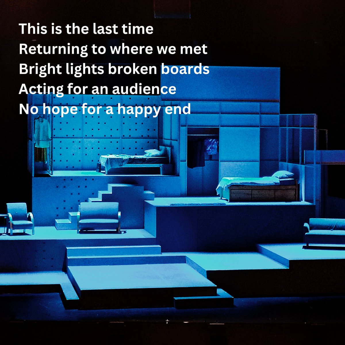 Bababelachan's tweet photo. This is the last time 
Returning to where we met 
Bright lights broken boards 
Acting for an audience
No hope for a happy end 
#tanka #PoetryIsLife #poetrycommunity #poetrylovers #poem #vss365 https://t.co/eADlcNkRpc