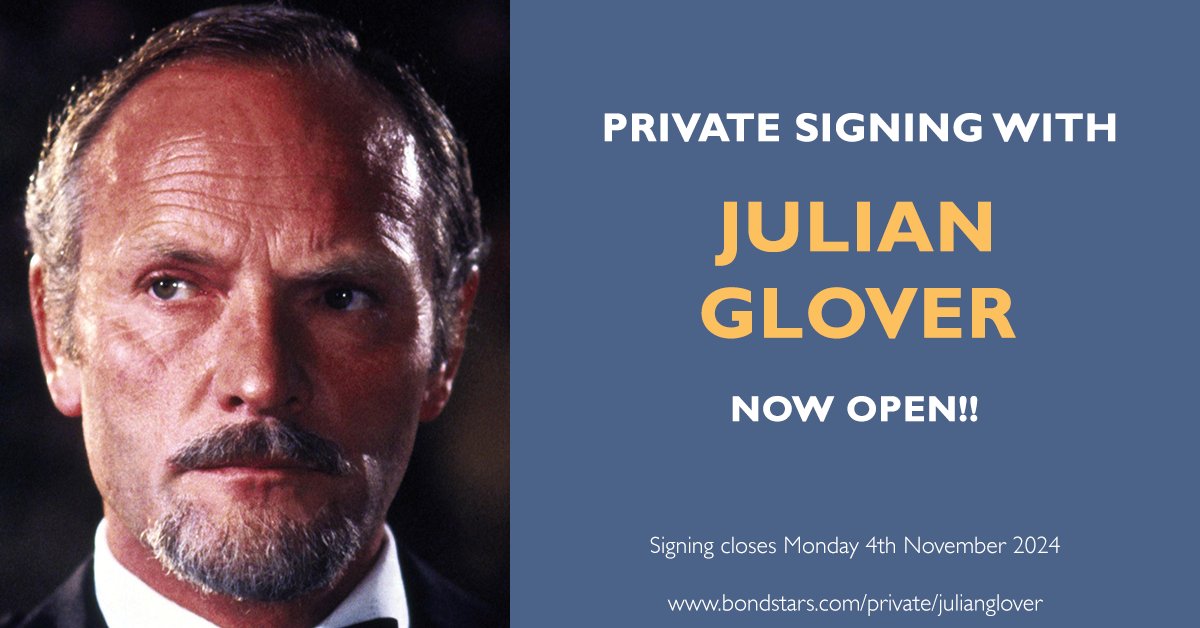 Apologies, the private signing with Julian Glover doesn't close until Monday 4th November.