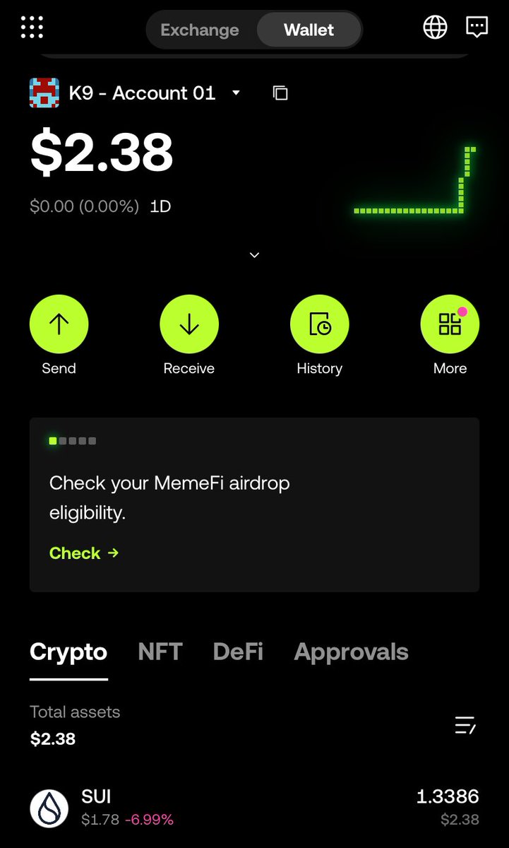 I will recommend you hold at least $2 SUI on the OKX Wallet you connected  to #MemeFi Remember that for now the MemeFi token claim is through the OKX  wallet and for