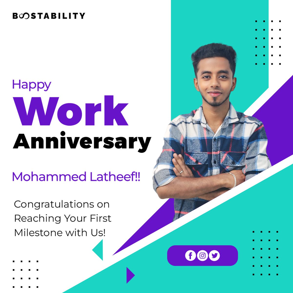Boostabilitycbe's tweet image. One successful year down and countless years to go! Your cheerful presence brings energy to the workspace, and your unique skills are appreciated!

#HappyWorkAnniversary #Boostability #WorkAnniversary #Designer #CoWorker #TeamBoostability #GraphicDesigning