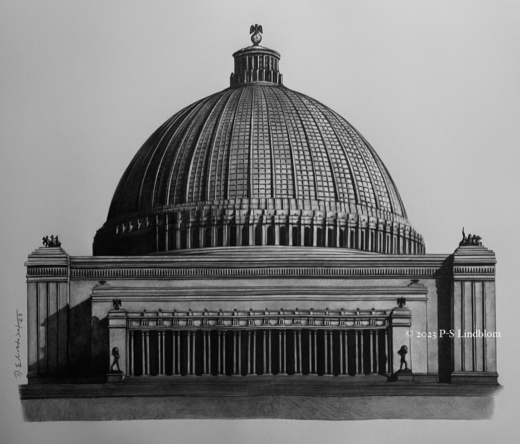 A pencil drawing of one of the largest buildings planned to be
