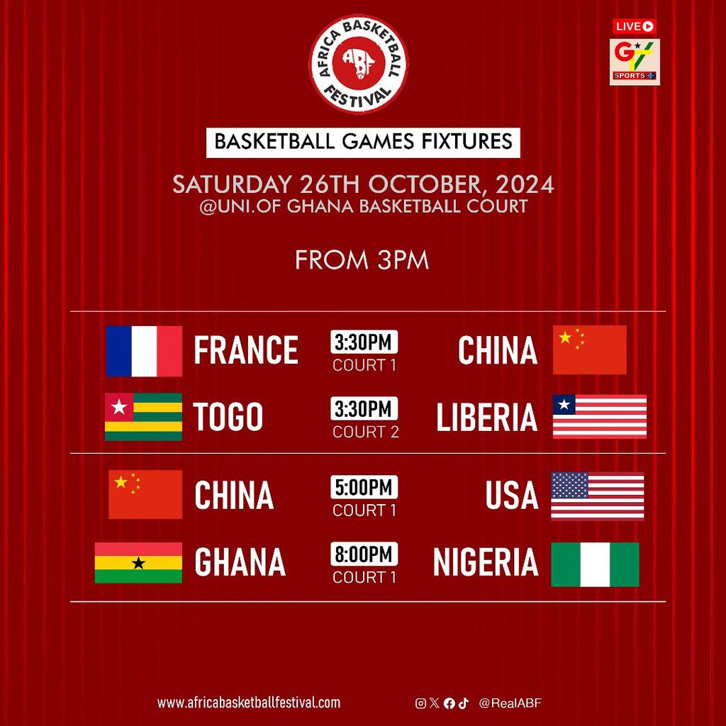 realabf's tweet photo. Africa Basketball Festival Game Day 2!
Join us TODAY at 3 PM at University of Ghana Basketball Court! Don’t miss the epic Ghana🇬🇭 vs. Nigeria🇳🇬 game at
8 PM, plus a fashion show and live music by Byno!
#abf24 #abf2024 #FashionShow #Music #Byno https://t.co/n0tiBaNddI