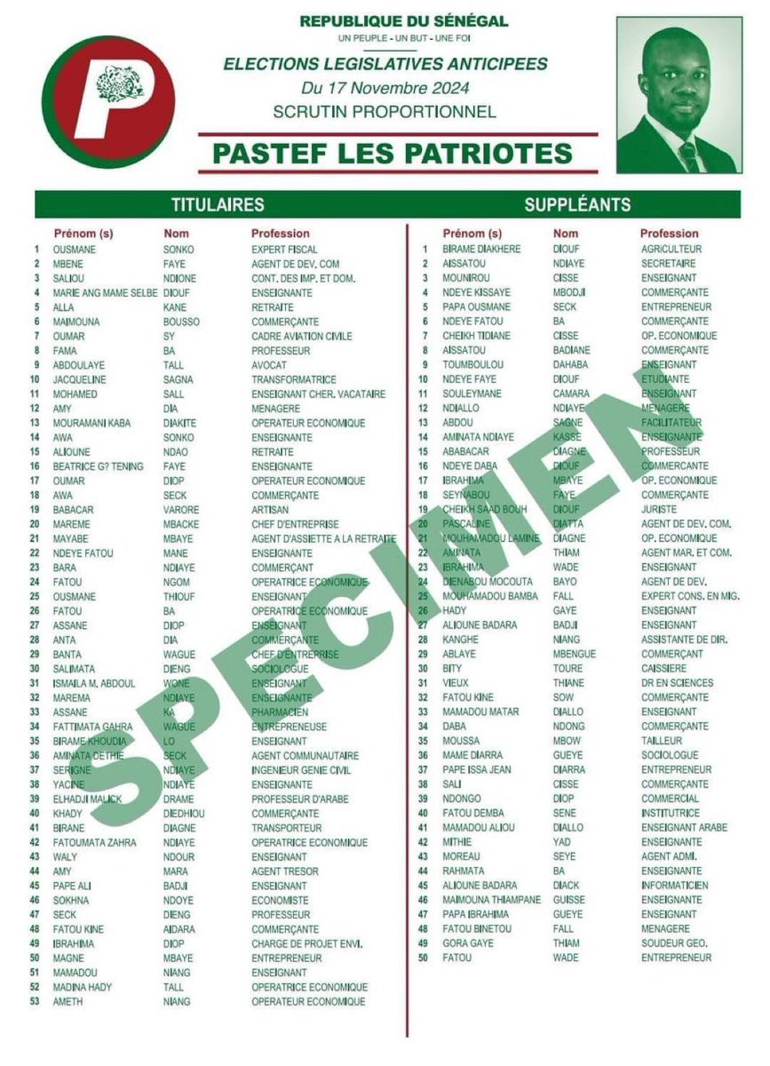 Noo_IDcard's tweet photo. Je vote et je fais voter la liste PASTEF LES PATRIOTES.

-  Pour la suppression de la loi d’amnistie
- Pour la mise en place d’une haute cours de justice  
- Pour une Loi des Finances rectificative permettant de mettre sur pied la VisionSenegal 2050
- Pour une indemnisation des martyrs 
- Pour une prise en charge des détenus politiques 
- Pour une loi limitant et qui circonscrit la publicité et la promotion des pari sportif 
- Pour une révision du code de la famille
- Révision de La loi 75/80 sur la santé mentale pour permettre la prise en charge des déficients mentaux dans d’autre cadre 
- Pour une loi d’inclusion des PMR
- Pour un Senegal juste et prospère 
#Senegal2050