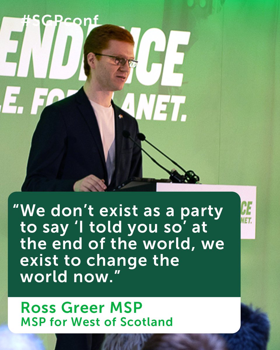 ✅ £4.7 billion for climate and nature
✅ Free bus travel for under 22s and asylum seekers
✅ Scrapping peak rail fares
✅ Saving Loch Lomond from Flamingo Land
✅ Higher taxes on the wealthy

Being a Green means getting results, says <a href="/Ross_Greer/">Ross Greer</a> at the opening of #SGPconf