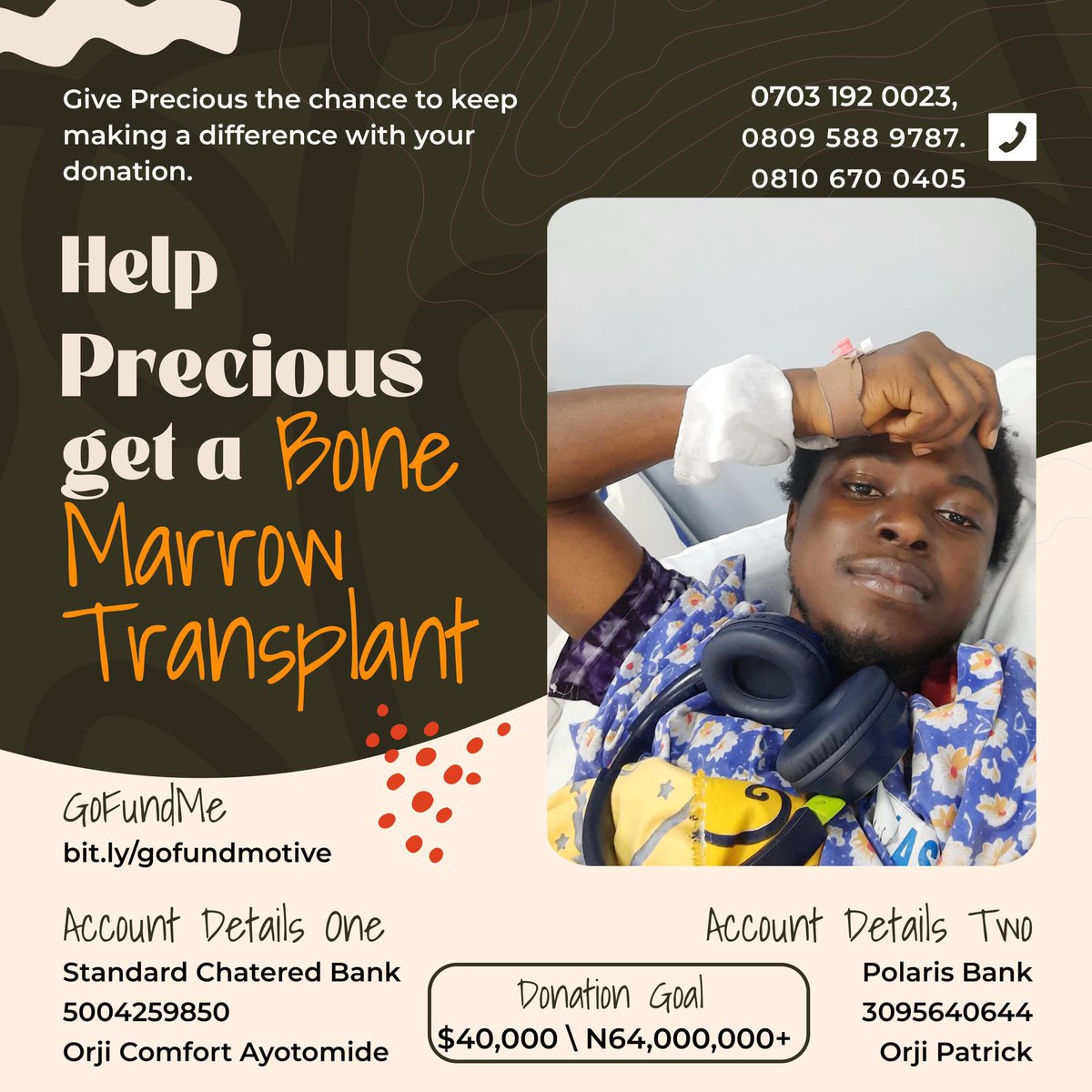 Help Precious (@fiyinnedum) on Twitter photo Hello <a href="/adekunleGOLD/">BIG FISH ๐ฆ</a>
We hope you are having an amazing day.
We are reaching out to ask for help, for <a href="/fiyinnedum/">Help Precious</a> who was recently diagnosed with Aplastic Anemia. Hello <a href="/adekunleGOLD/">BIG FISH ๐ฆ</a>
We hope you are having an amazing day.
We are reaching out to ask for help, for <a href="/fiyinnedum/">Help Precious</a> who was recently diagnosed with Aplastic Anemia.