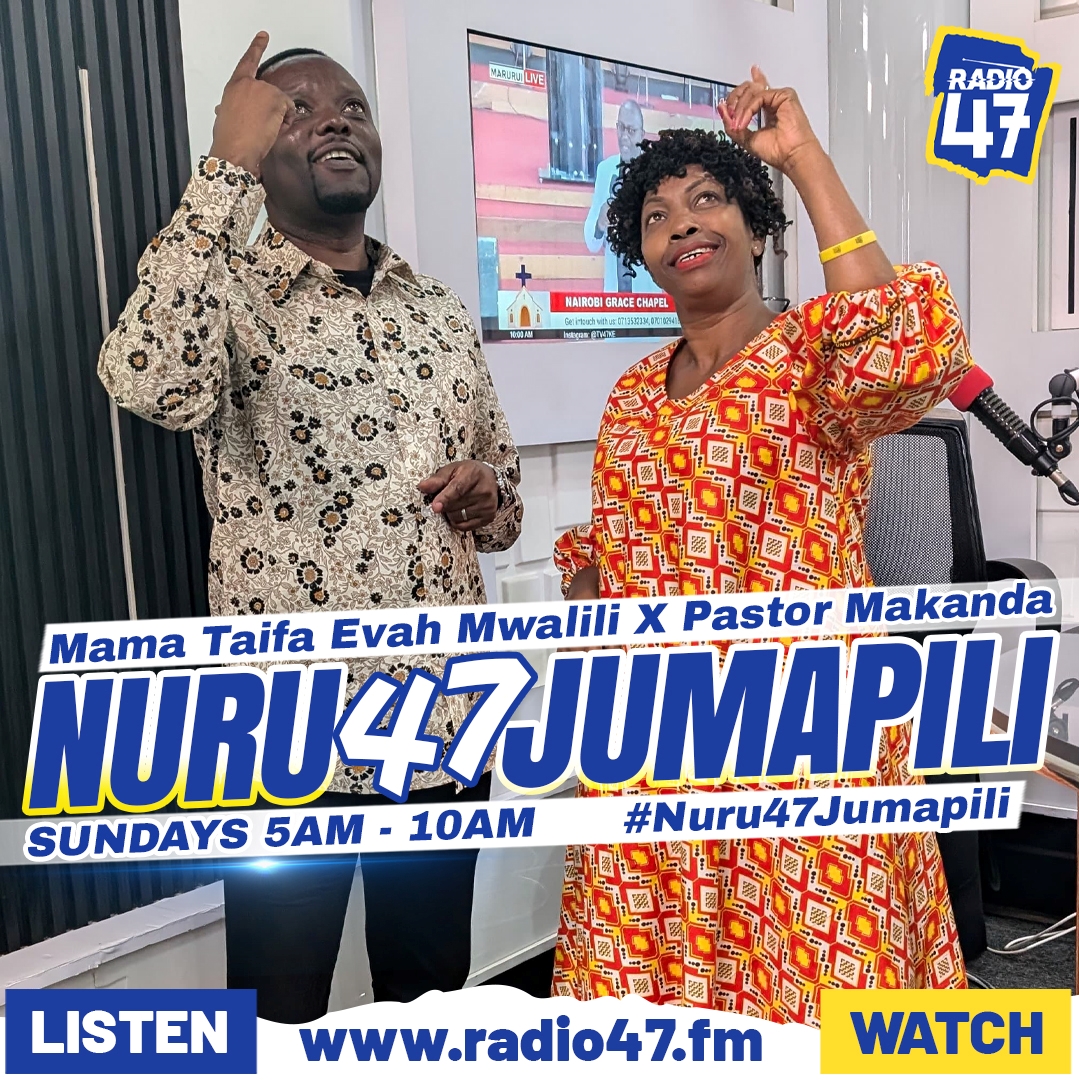 Radio 47 (@radio47_kenya) on Twitter photo Halleluya, Yesu atukuzwe....hii Ni Jumapili njema ambayo Bwana amefanya, amka kumekucha tuifurahie, furaha ya Bwana ndio nguvu yangu. Ibaada imeanza!
#Nuru47Jumapili #HapaNdipo
<a href="/EvahMwalili/">Mama Taifa Evah Mwalili</a> <a href="/bonfacemakanda/">Pastor Bonface Makanda</a> Halleluya, Yesu atukuzwe....hii Ni Jumapili njema ambayo Bwana amefanya, amka kumekucha tuifurahie, furaha ya Bwana ndio nguvu yangu. Ibaada imeanza!
#Nuru47Jumapili #HapaNdipo
<a href="/EvahMwalili/">Mama Taifa Evah Mwalili</a> <a href="/bonfacemakanda/">Pastor Bonface Makanda</a>
