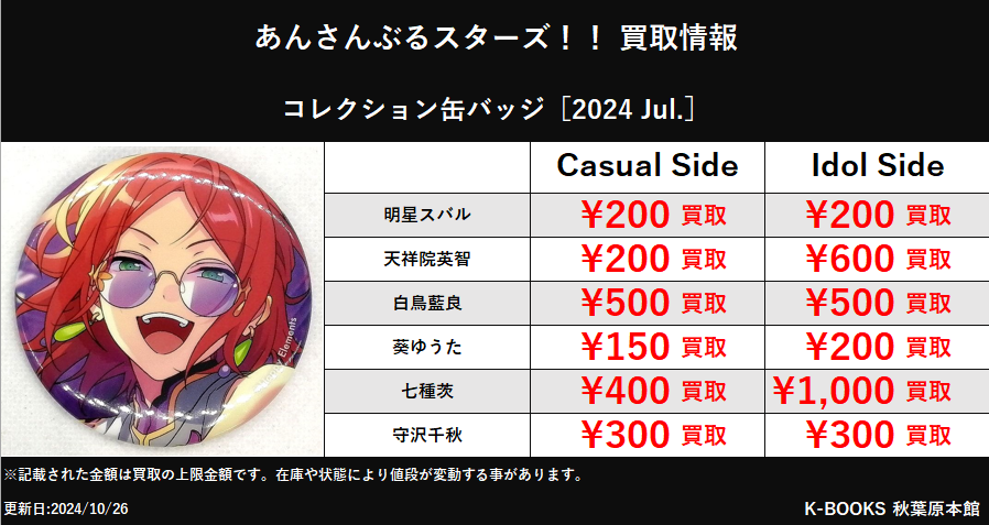 あんスタ 守沢千秋 コレ缶2024 July Idol Side あんスタ 守沢千秋 コレ缶2024 July Idol Side あんスタ イベコレ 缶バッジ