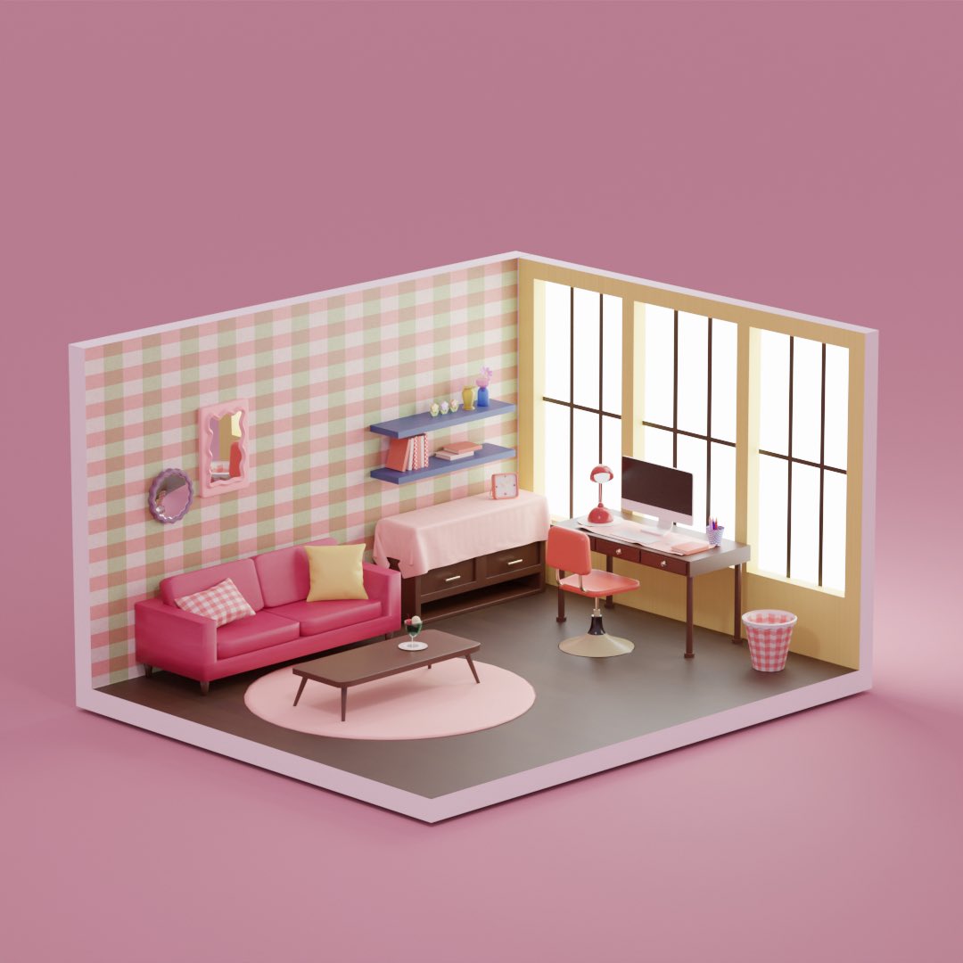 maru_blender's tweet photo. 〻 Retro Pop Room🎀✨

° ✿ °•。🎀 ° ✿ °•。🎀 ° ✿ °•。

#blender #b3d #3dcg #blenderroom #room https://t.co/sJpBT9vc86