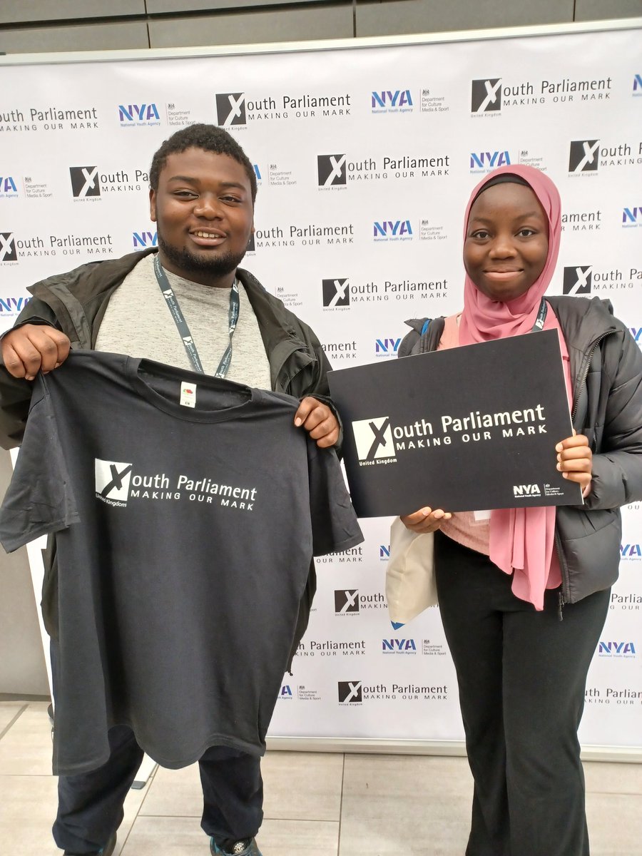 Rotherham Members of Youth Parliament, Giancarlo and Mabrookah at NYA annual sit in.