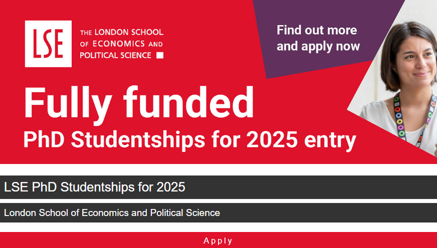 opportunitiesfy's tweet photo. Fully funded Masters and PhD #Scholarships at LSE! Covers tuition + stipend, open to all nationalities. 🌍
📅 Deadlines:
Law: Dec 1 | Econ/Int’l Dev: Dec 18 | All others: Jan 15

More info 👉 https://t.co/ZEYAlG1zvg 

Details 👉 https://t.co/PDsRFMik87 https://t.co/22Ops7827Q