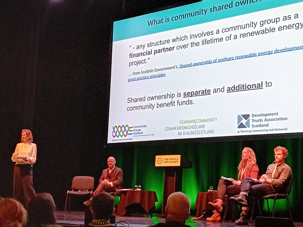 Community Energy Scotland (@ces_tweet) on Twitter photo Morven Lyon from <a href="/DTAScot/">Development Trusts Association Scotland</a> explaining how shared ownership can play an important role in a fairer energy system. 💡
As <a href="/patrickharvie/">Patrick Harvie 🇪🇺🌈</a> says, let's make our energy system more accountable, more democratic, not just more sustainable. #sgpconf Morven Lyon from <a href="/DTAScot/">Development Trusts Association Scotland</a> explaining how shared ownership can play an important role in a fairer energy system. 💡
As <a href="/patrickharvie/">Patrick Harvie 🇪🇺🌈</a> says, let's make our energy system more accountable, more democratic, not just more sustainable. #sgpconf