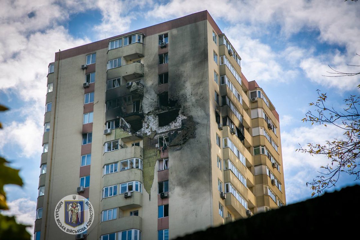 TWMCLtd's tweet photo. Kyiv Council released new photos and a video from the site of the drone attack in the early hours in #Solomyanskyi district. https://t.co/Z3t3p7fA30