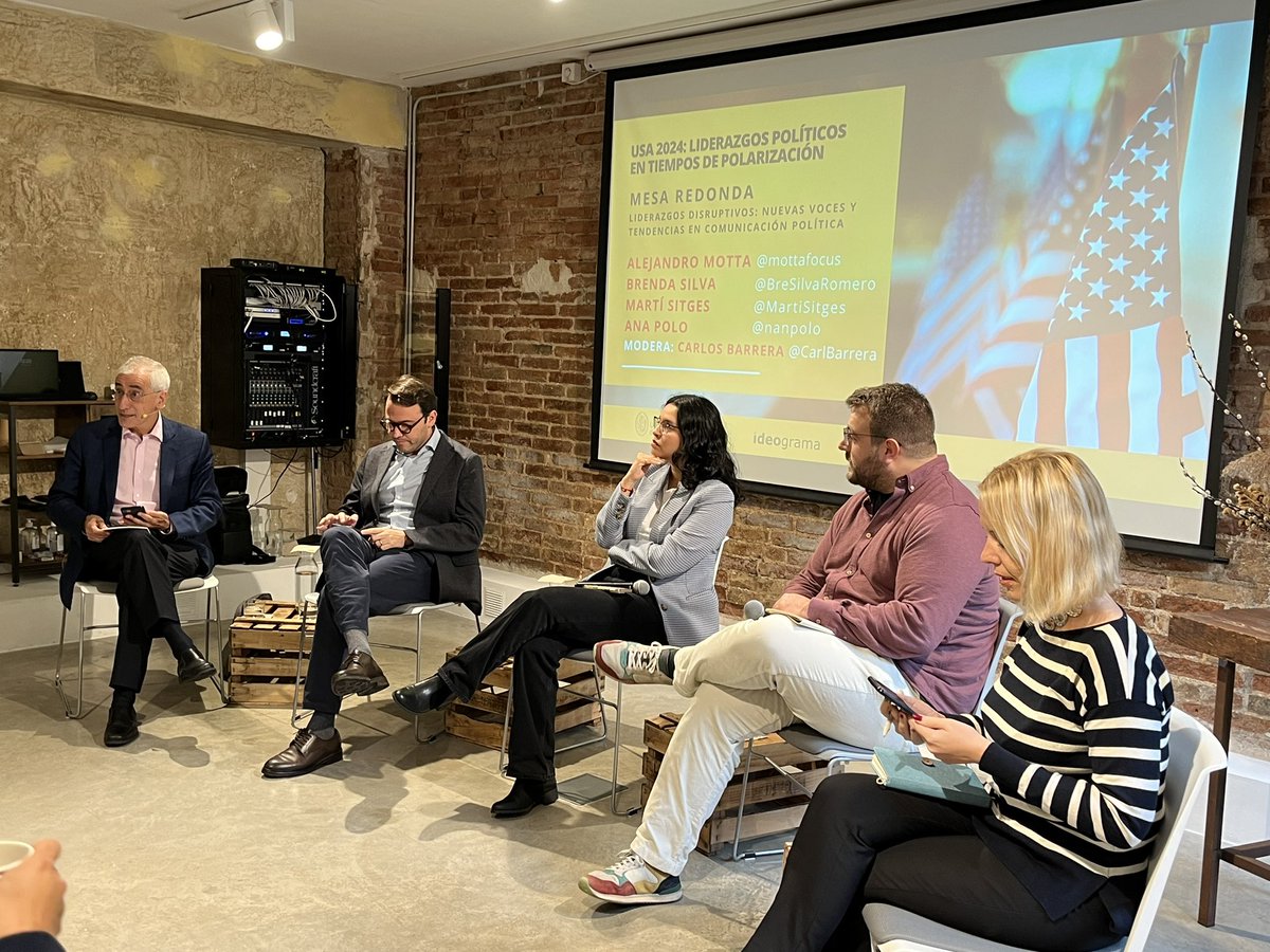 ideograma's tweet photo. @ricardoamadoc @anpamar Vamos ahora con la mesa redonda sobre Liderazgos disruptivos: Nuevas voces y tendencias en #compol, con @mottafocus, @BreSilvaRomero, @MartiSitges y @Nanpolo. Modera: @carlbarrera https://t.co/9ZmDLb0odi