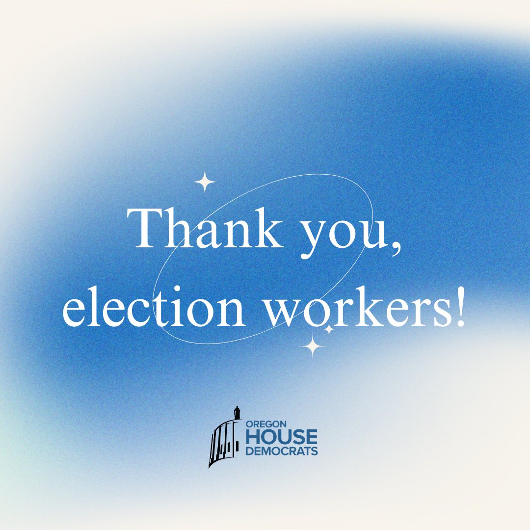 Oregon's election workers have been working hard to make sure each vote is counted and every Oregonian's voice is heard. We appreciate all of their work. Thank you, election workers! #orleg #orpol