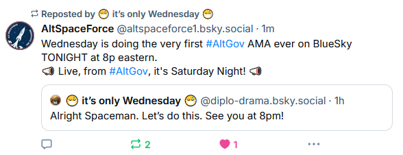 MirthDAL's tweet photo. Welcome back to the #Resistance - #AltGov and #AltFam are moving to where the skies are blu3.
First AMA tonight at 8pm Eastern!
https://t.co/2ML7hTy7NG https://t.co/5Cf2k2zlDl