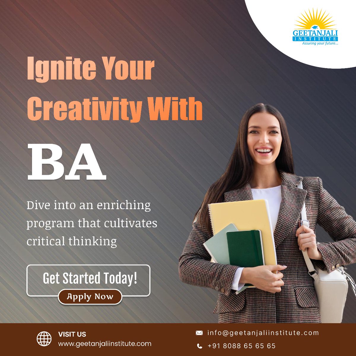 GeetanjaliInsti's tweet image. Ignite Your Creativity with a BA

Dive into an enriching program designed to enhance critical thinking &amp;amp; unlock new opportunities

🌐𝗩𝗶𝘀𝗶𝘁 geetanjaliinstitute.com
📞𝗖𝗮𝗹𝗹 +91 8088 65 65 65
📧𝗠𝗮𝗶𝗹 Info@geetanjaliinstitute.com

#Geetanjali #GeetanjaliInstitute #BADegree
