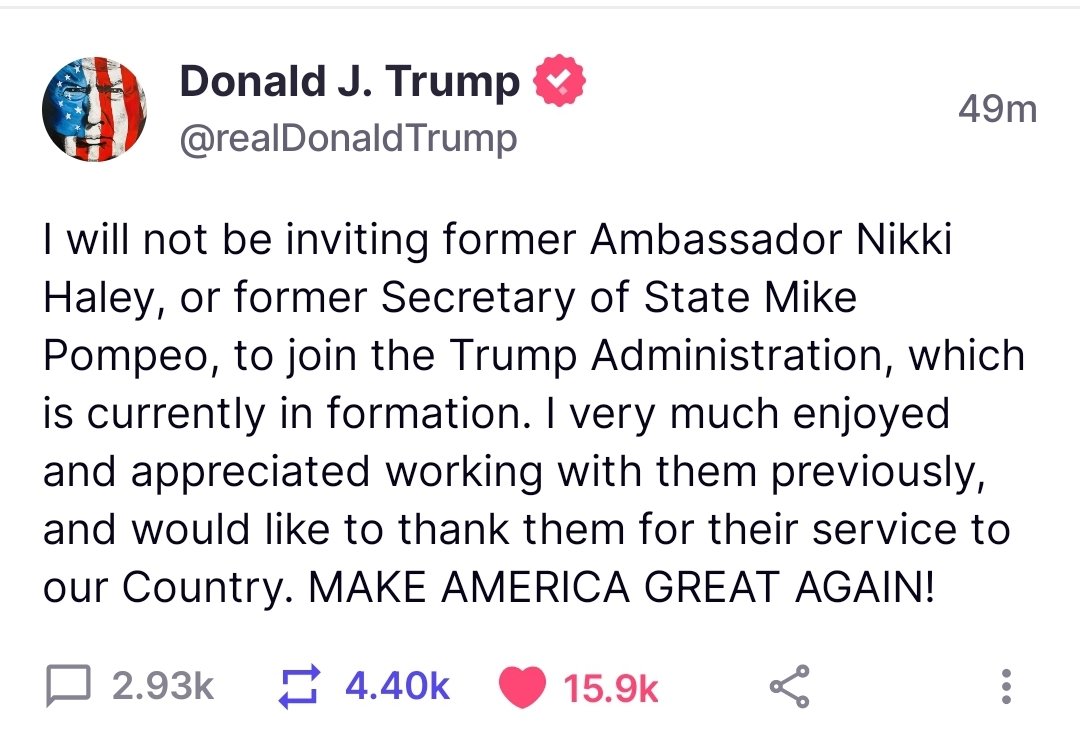 Atheen_'s tweet photo. WINNING! Best news of the Day! #TRUMP2024 #NoPompeo #NoHaley @catturd2 https://t.co/jo0WEBIVB5