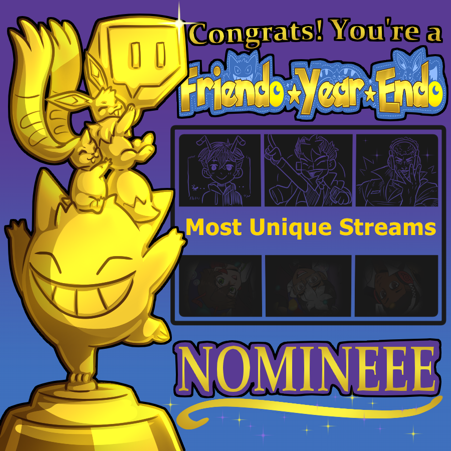 This years #FriendoYearEndo nominees for the category of Most Unique Streams:
<a href="/Animann/">Animann</a>
<a href="/bflem_24/">B-Flem</a> 
<a href="/ChiefPari/">Pari 🐉</a>
<a href="/Konotomo_Esq/">Konotomo</a> 
<a href="/LayaEgg/">LayaEgg</a> 
<a href="/MALEBOXLIVE/">MALEBOX_</a> 
<a href="/MMellowPhant/">MarshmEllowphant</a> 
<a href="/maveroth/">Maveroth</a> 
<a href="/MissMegzie/">MissMegzie</a> 
<a href="/0zneren/">ozner 🔎🗝️</a> 
<a href="/RincewindTgw/">RincewindTGW</a> 
The_Lounge_at_Leaflet