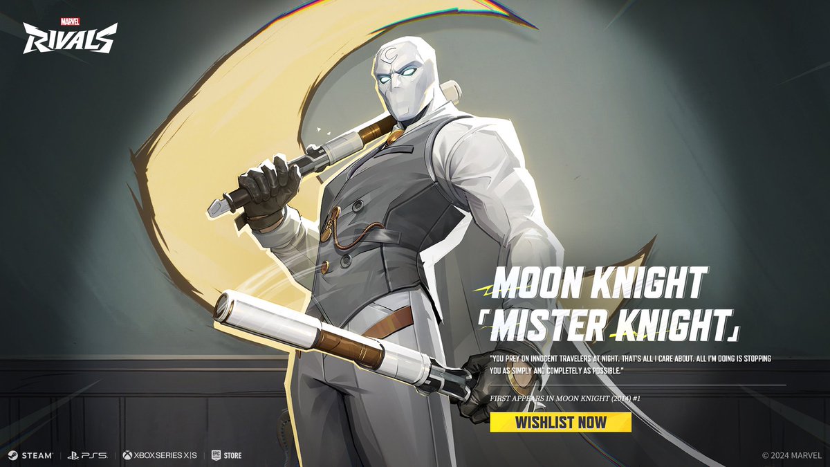 MoonKnightMedia's tweet photo. Mister Knight has been revealed as a character in #MarvelRivals https://t.co/IKGp4QvU6D