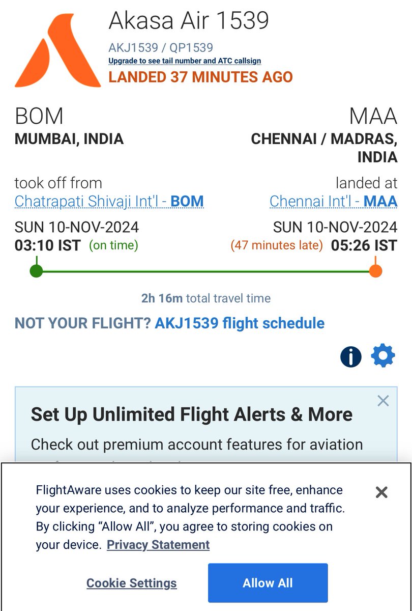 dhruvikpatel95's tweet photo. @AkasaAir , your official site is showing incorrect flight statuses , while third-party sites have the right info. This is causing a lot of confusion for travelers. Can you please look into it? #AkasaAir #TravelConcerns https://t.co/kiybItJHDN
