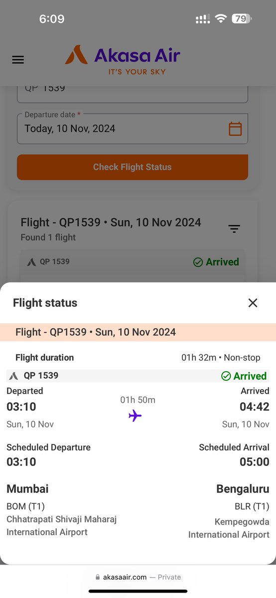 dhruvikpatel95's tweet photo. @AkasaAir , your official site is showing incorrect flight statuses , while third-party sites have the right info. This is causing a lot of confusion for travelers. Can you please look into it? #AkasaAir #TravelConcerns https://t.co/kiybItJHDN