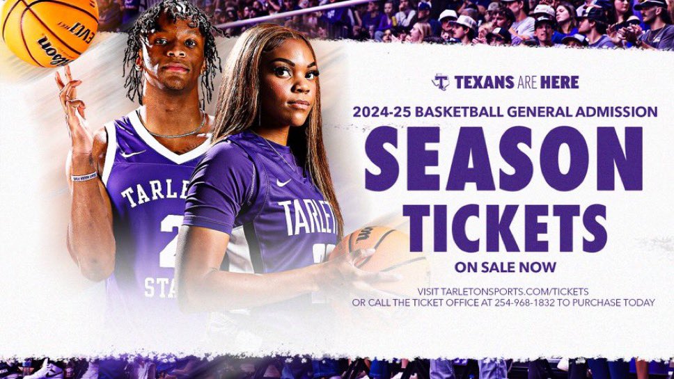 TarletonWBB's tweet photo. Still got time to get your season tickets ahead of our home opener on Tuesday! 🏀

🎟️| https://t.co/bINdRRM6On https://t.co/aK5K2Lo29F