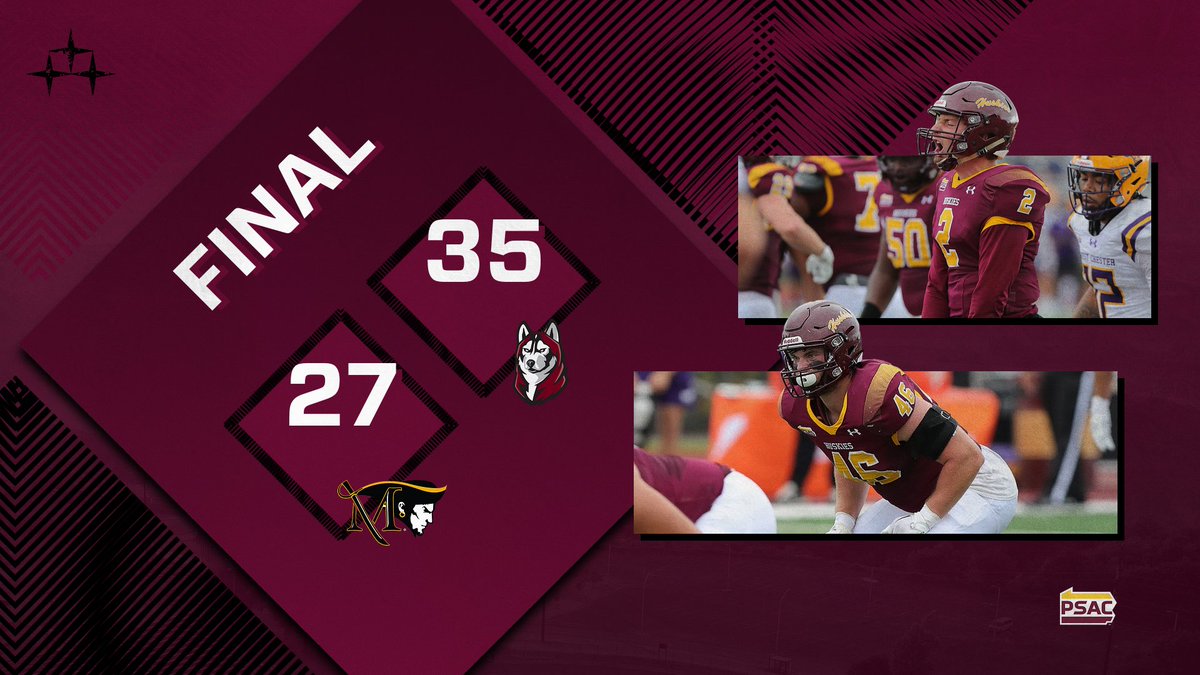 HUSKIES WIN!! @bloomufootball secures a winning season with their 35-27 win over Millersville, KJ Riley 13-for-21, 321 yds and 5 total TDs! Brady Thompson posted 11 tackles a 3.0 TFL!

Full story and stats to come! #Unleashed