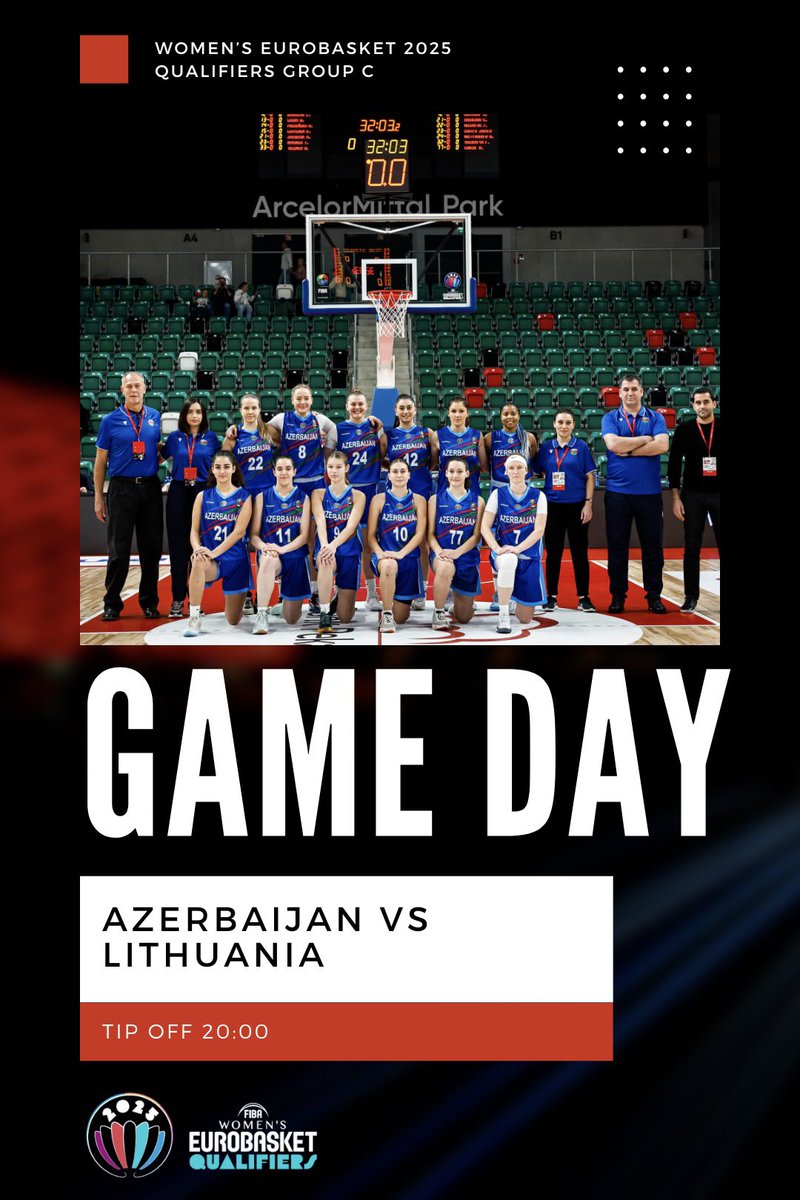 hoopersfromaze's tweet photo. 🔥 MATCH DAY! LET’S GO AZERBAIJAN 🇦🇿
🏆 EuroBasket 2025 Qualifiers Group C
🆚 Lithuania
🕰️ 20:00
📺 FIBA Youtube
#azebasketball #eurobasket2025 #fibawomen https://t.co/3UzRkdvwrL