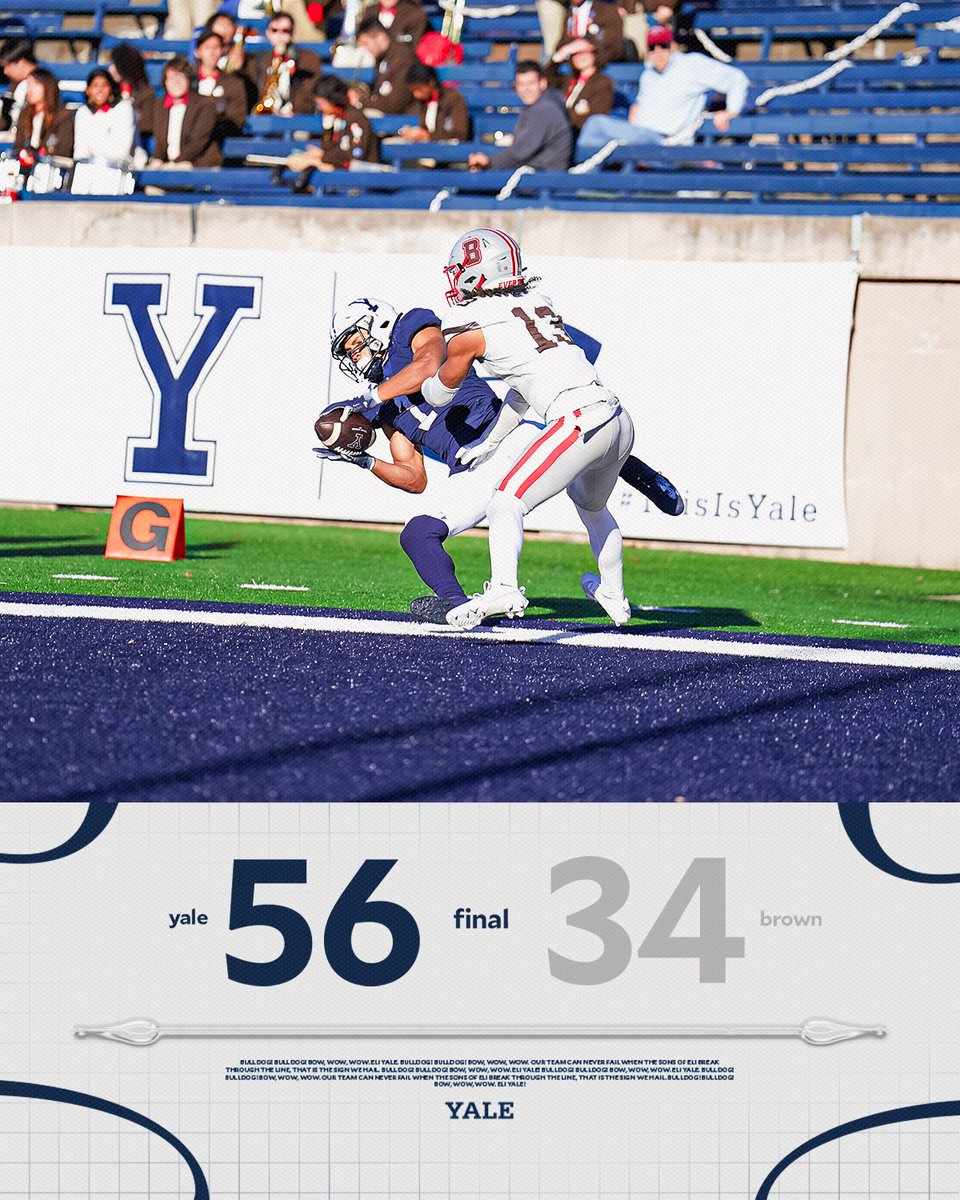 BULLDOGS WIN!

Yale improves to 5-3 on the season!

The Bulldogs will be back in action next Saturday, Nov. 16 when Princeton comes to close out the 2024 home schedule.

#ThisIsYale | #Team151